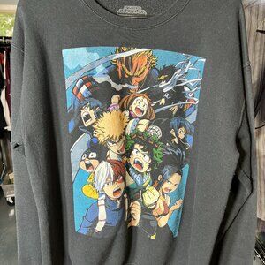 My Hero Academia Multi-Character Pullover Long-Sleeve Sweatshirt SZ Medium